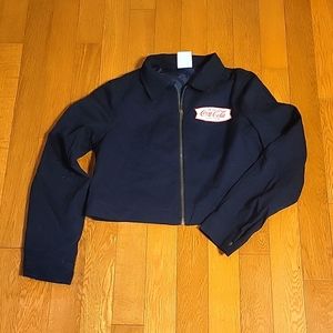 Coca-Cola crop jacket. Zipper closure.  Navy